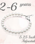 Sterling Silver Bracelet for Girls with White Pearl & Silver Daises