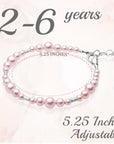 Little Girl Toddler Bracelet with Pink Pearl & Silver Crimps