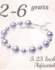 Little Girl Toddler Bracelet with Lavender Pearls & Clear Crystals