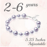 Little Girl Toddler Bracelet with Lavender Pearls & Clear Crystals