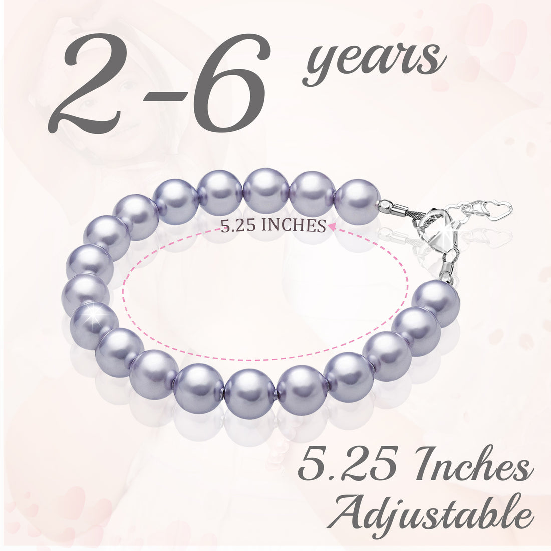 Little Girl Toddler Elegant Bracelet with Lavender Pearls