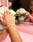 Freshwater White & Peach Pearl Bracelet, Sterling Silver Keepsake