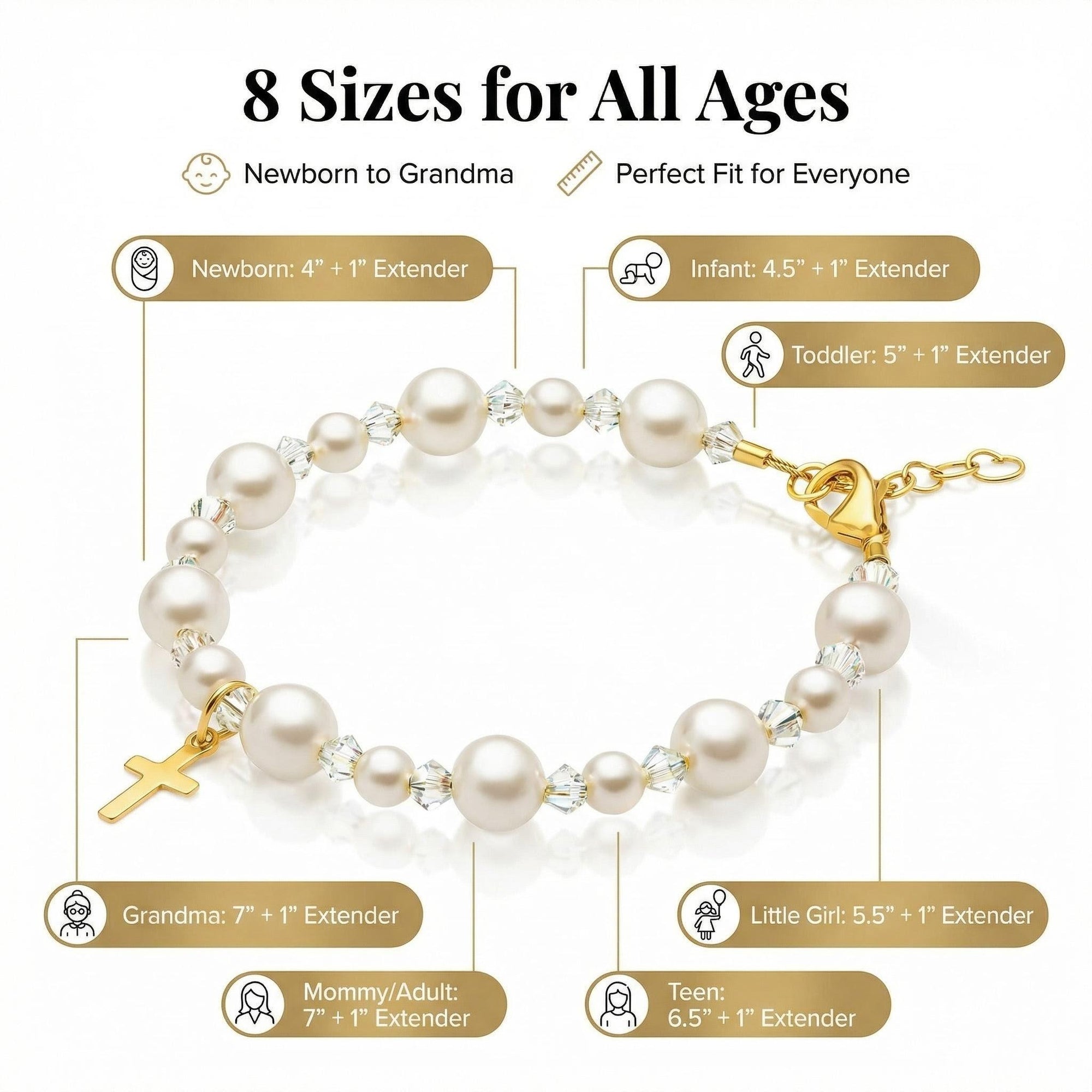 14K Gold Plated Baby Cross Bracelet Baptism Jewelry