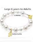 14K Gold Initial White Pearl Crystal Bracelet