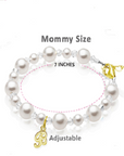14K Gold Initial White Pearl Crystal Bracelet