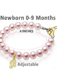 Baby Crystals 14K Gold-Plated Letter initial A-Z Charm Bracelets for Girls, Personalized Jewelry Pearl Bracelet for Baby Girls, infant, Toddlers, Teens | Sister, Cross, Charms, Birthday, Baptism Gifts