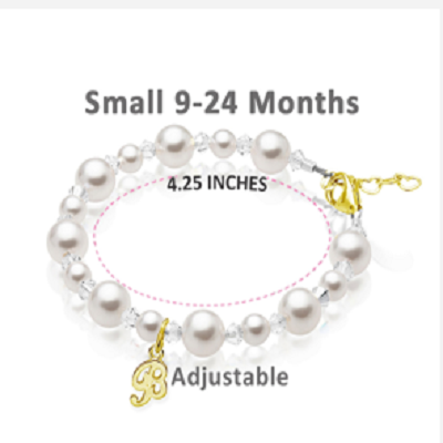 14K Gold Initial White Pearl Crystal Bracelet