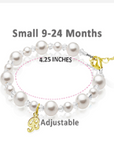 14K Gold Initial White Pearl Crystal Bracelet