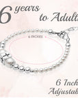 Teen Girl Sterling Silver Beads Box Cross White Pearl Bracelet