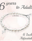 Teen White Sterling Silver Cross Bracelet Crimps Baptism