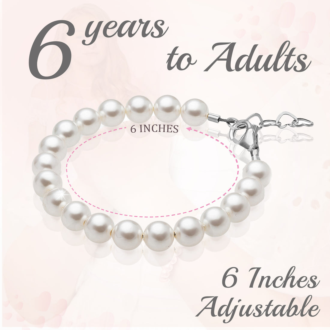 Sterling Silver White Pearl Bracelet for Girls