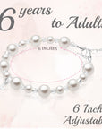 Teen Girl Baptism & Christening White Pearl Sterling silver Cross Charm Bracelet