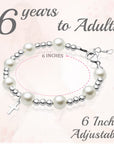 Teen White Sterling Silver Cross Bracelet Crimps Baptism