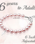 Teen Girl Sterling Silver Cross Baptism & Christening Pink Pearl Bracelet