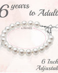 Teen Girl Sterling Silver Crystal Cross White Pearl Bracelet