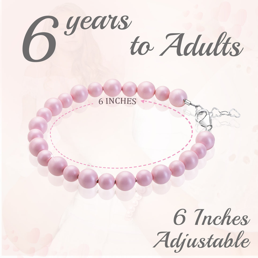 Girls Pastel Rose Pearl Bracelet