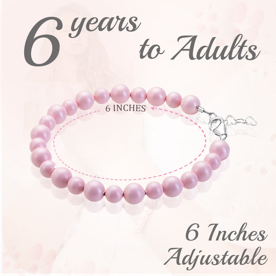 Girls Pastel Rose Pearl Bracelet