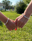 Pink and White Pearl Name Bracelet with Sterling Silver Alphabet Beads