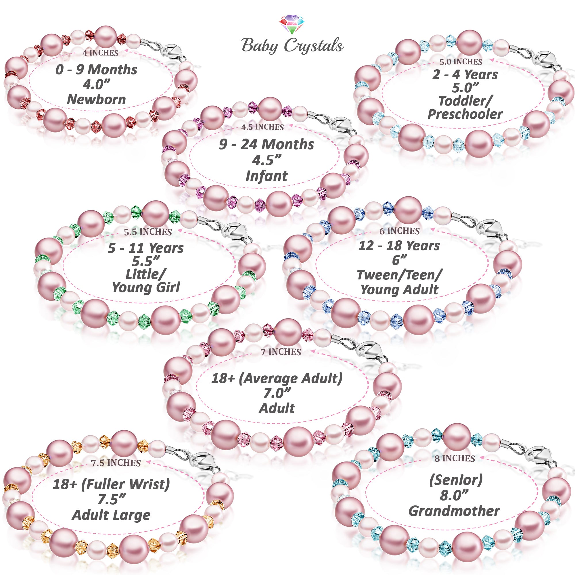 Baby Crystals Custom Birthstone Bracelet with Initial &amp; Charm Options – Sterling Silver &amp; 14k Gold Plated Jewelry for Girls &amp; Women, Birthday Gift