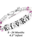 Baby Crystals Personalized Pearl Bracelet for Infant Girls - Baby Jewelry - Birthstone Bracelets with Name - Custom Name Bracelet for Women- Baptism Gifts -Teen Girl Gifts - Silver Jewelry Charm