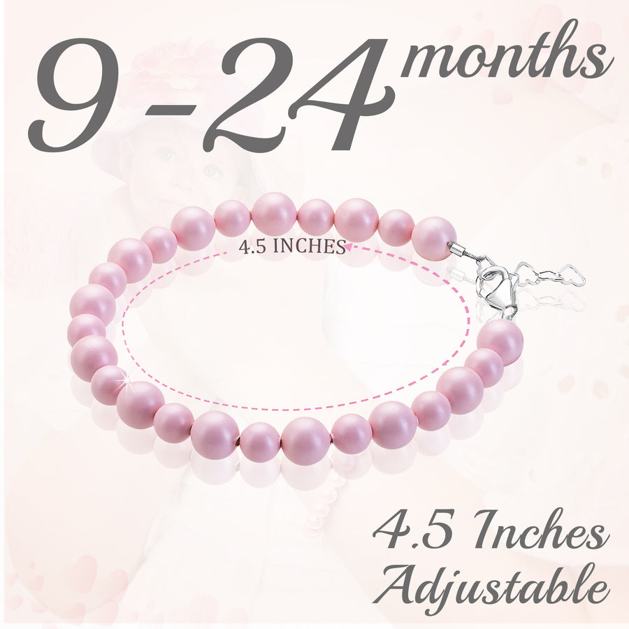 Girls Pastel Rose Pearl Bracelet