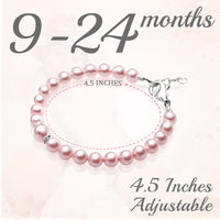 Infant Baby Girl Bracelet with Pink Pearl & Silver Daises