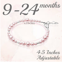 Sterling Silver Bracelet for Girls with Pink Pearls & Silver Crimps