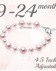 Sterling Silver Bracelet for Girls with Pink Pearls & Clear Crystals