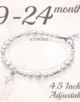 Infant Baby Sterling Silver Cross White Pearl Christening Baptism Bracelet
