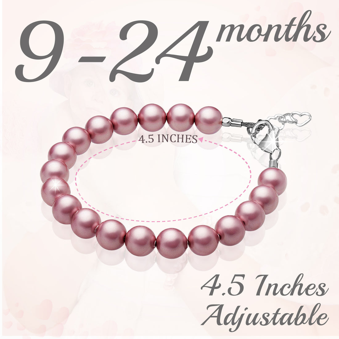 Sterling Silver Bracelet for girls with Rose Pearls