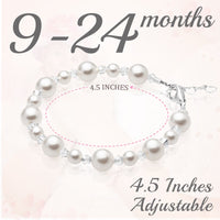 Infant Baby Girl Bracelet with White Pearls & Clear Crystals