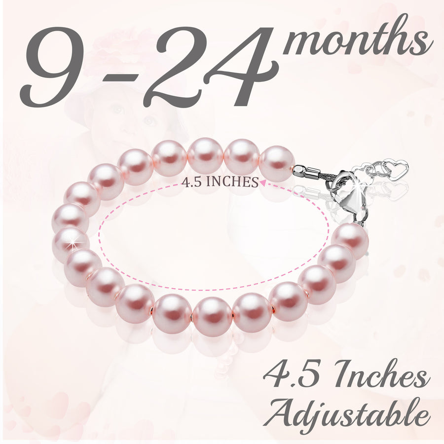 Sterling Silver Elegant Bracelet for Girls with Pink Pearls