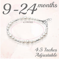 Sterling Silver Bracelet for Girls with White Pearl & Silver Crimps