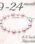 Infant Baby Girl Baptism & Christening Pink Pearl Sterling silver Cross Charm Bracelet