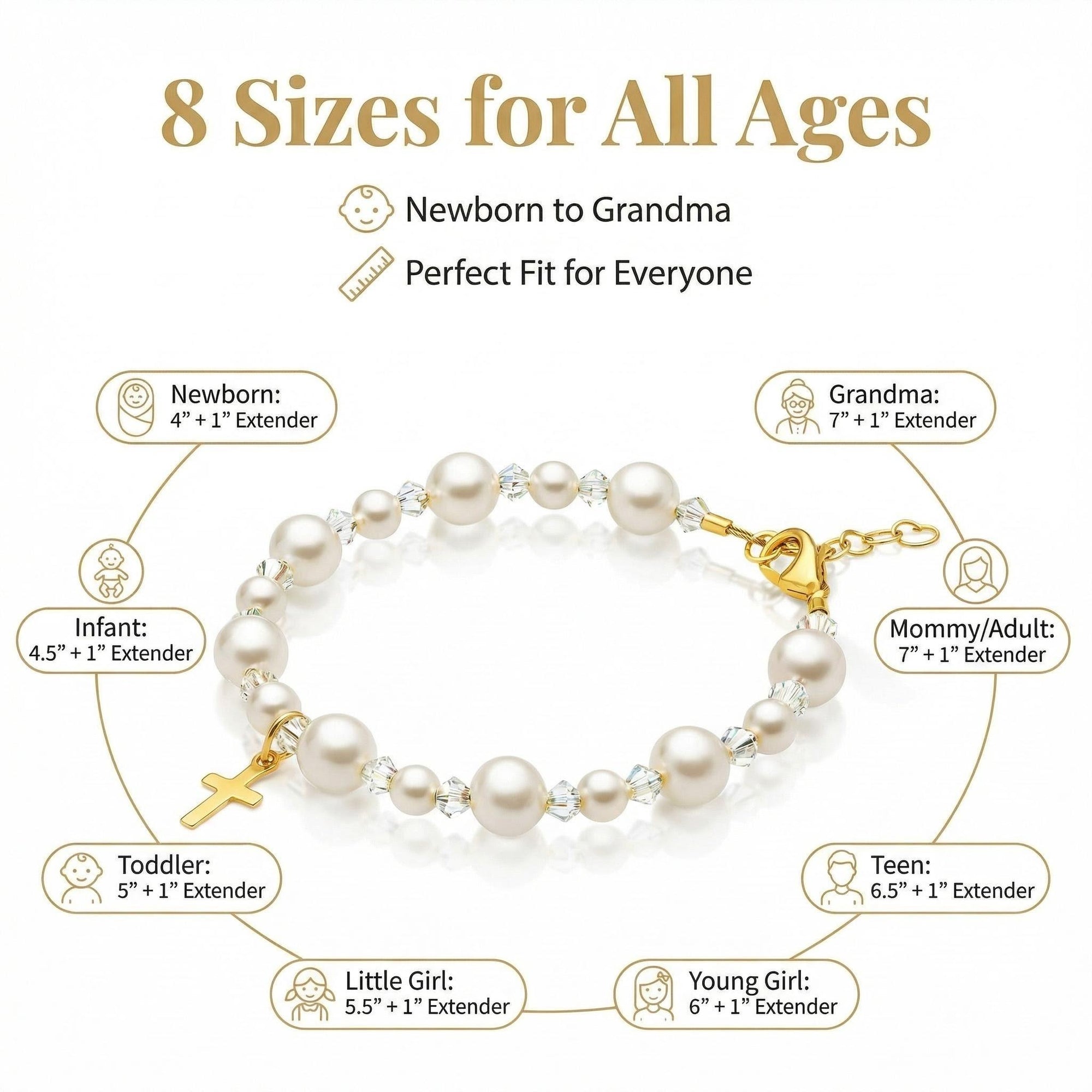 14K Gold Plated Baby Cross Bracelet Baptism Jewelry