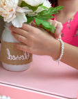Sterling Silver Cross Bracelet with Freshwater Cultured White Pearls