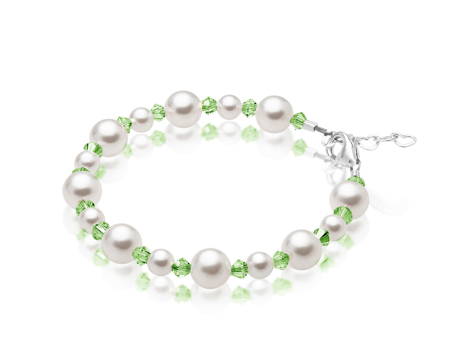Personalized Birthstone Pearl Bracelet for Girls with Birthstone Crystals