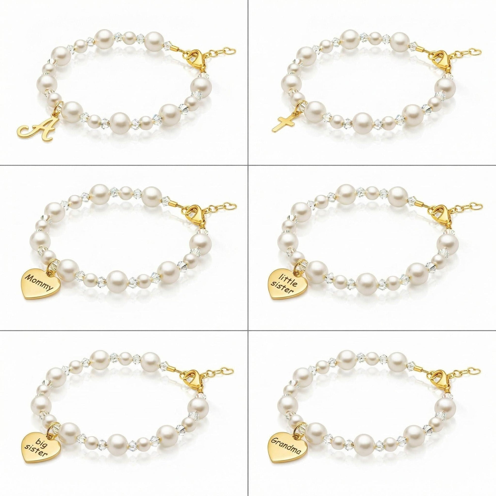Sterling silver Cross White Pearl Bracelet for Girls Baptism &amp; Christening