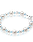 White Pearl March Aquamarine Birthstone Bracelet Baby Girl Gift Jewelry Toddler