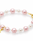 Infant Baby Girl Baptism Bracelet Sterling Silver Cross Pink & White Pearl Clear Crystals