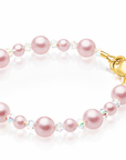Pink Pearl & Clear Crystal Bracelet, 14K Gold Plated Baby Girl Gift