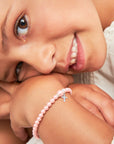Pink Pearl Communion Bracelet, Girls Sterling Silver Cross Charm