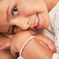 Infant Baby Girl Pink Pearl Bracelet Baptism & Christening Sterling Silver Cross Charm
