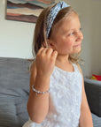Lavender Pearl Bracelet with Clear Crystals & Sterling Silver Cross