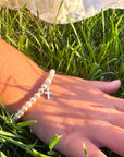 Toddler Baby White Pearl Bracelet Baptism & Christening Sterling Silver Cross Charm