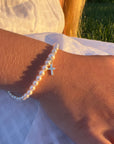 White Pearl Communion Bracelet, Girls Sterling Silver Cross Charm