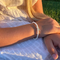 Sterling Silver Cross Charm White Pearl Bracelet for Girls - Christening & Baptism Gifts
