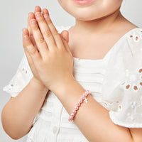 Teen Girl Sterling Silver Cross Baptism & Christening Pink Pearl Bracelet