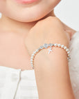 Toddler Baby Sterling Silver Cross Baptism Pearl Bracelet White Pearl Clear Crystals