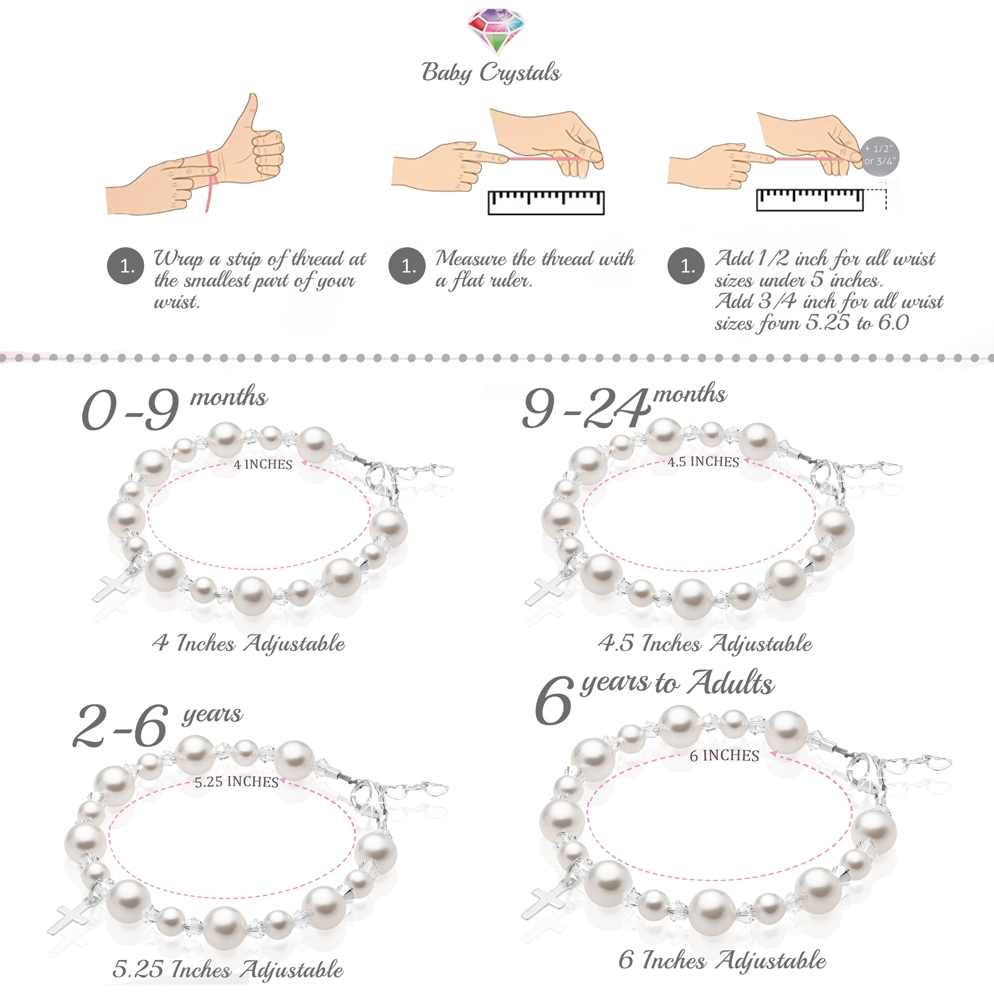 Sterling silver Cross White Pearl Bracelet for Girls Baptism &amp; Christening
